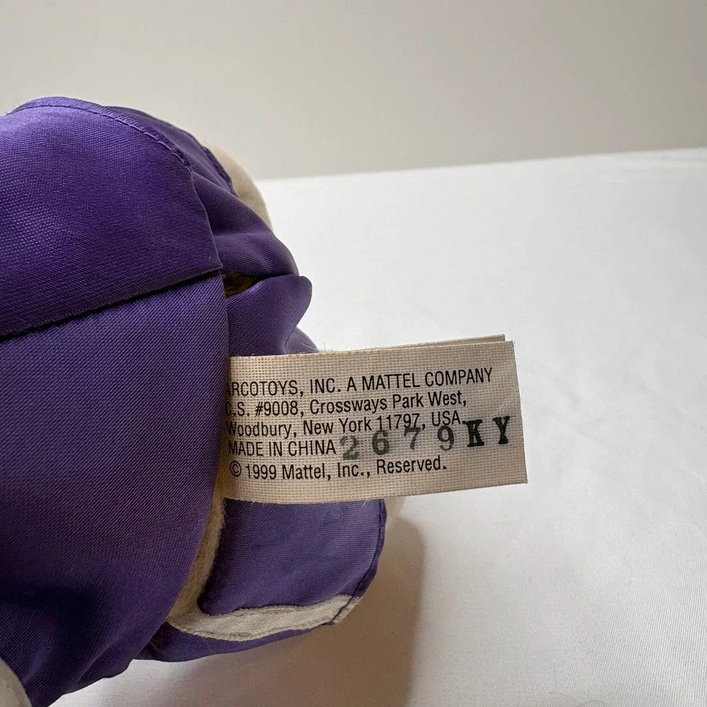 Vintage 1999 Mattel Bubba the Bear Basketball Plush Purple Jersey 82862 Arcotoys